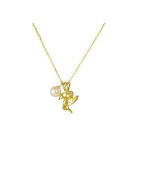 Women's Unbranded Gold Tone Cupid Pearl Necklace One Size